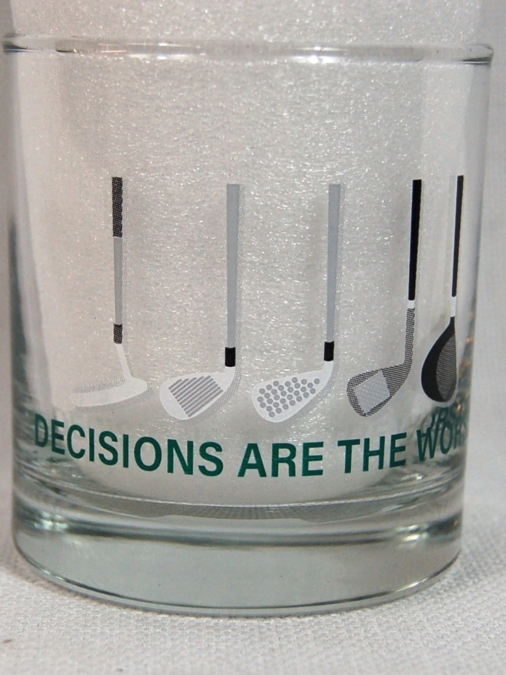 NWT Cristar Golf Club 'Decisions Are The Worst' Whiskey Rocks Glass